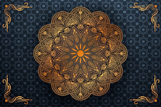 Luxus-mandala-kunst mit arabischem islamischem hintergrundstil