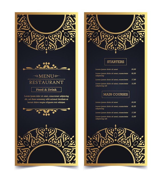 Luxus-menü-layout mit zierelementen