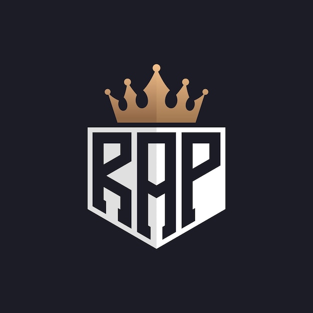 Luxus-RAP-Logo mit Krone Elegante Initialen RAP-Letter-Logo für exklusive Marken Brief RAP-Monogram für High-End-Unternehmen