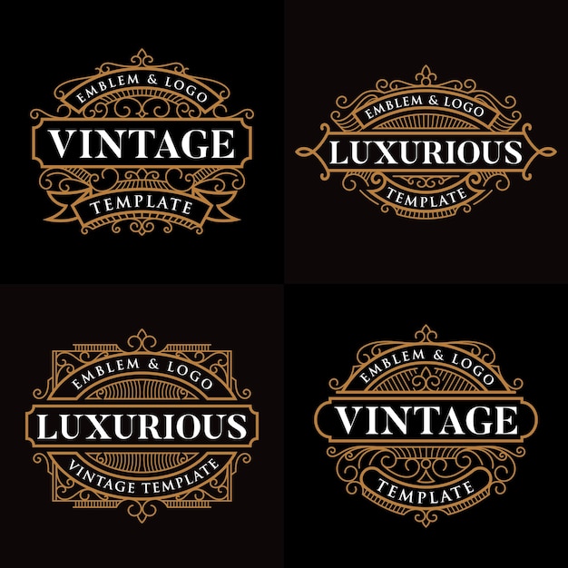 Luxus-Retro-Vintage-Logo-Vorlagensatz