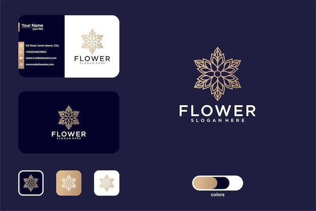 Luxus-schönheitsblumen-logo-design und visitenkarte