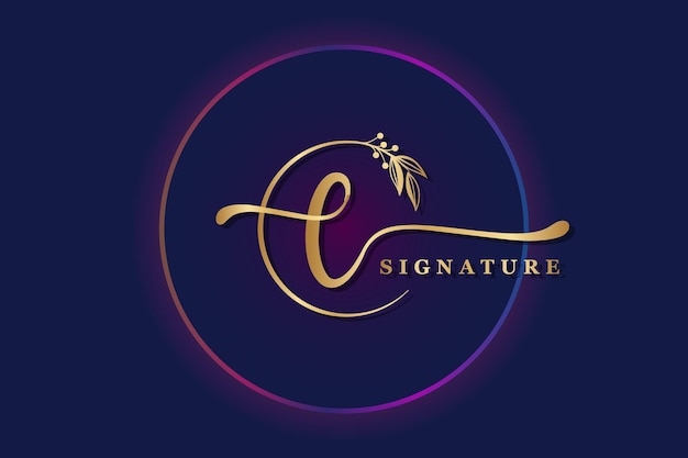 Luxus-signatur-logo-design anfangsbuchstabe c handschrift-vektor-logo-design-illustrationsbild