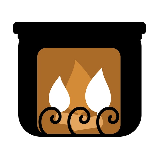 Luxus-symbol des warmen kamins mit brennendem holz weihnachtssymbol im boho-stil festliches neujahr-vektor-symbol isoliert auf weißem hintergrund für die dekoration des urlaubsdesigns