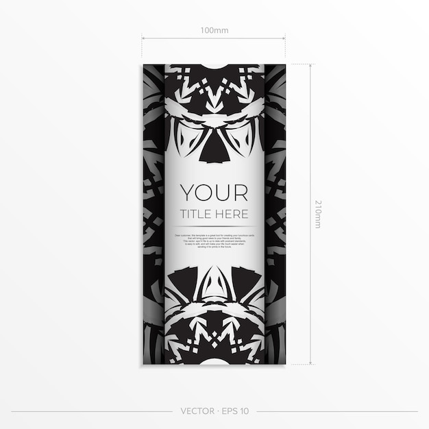 Vektor luxus-vektor-design-postkarte weiße farbe mit schwarzen ornamenten einladungskarten-design mit platz für ihren text und abstrakte muster