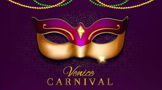 Luxus venedig karneval party design mit maske 3d illustration