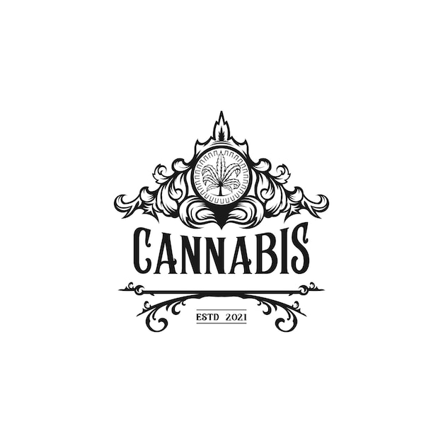 Luxus-vintage-cannabis-logo-vektor