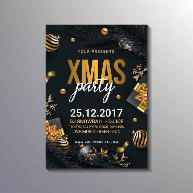 Luxus-weihnachtsfeier-poster-template-design