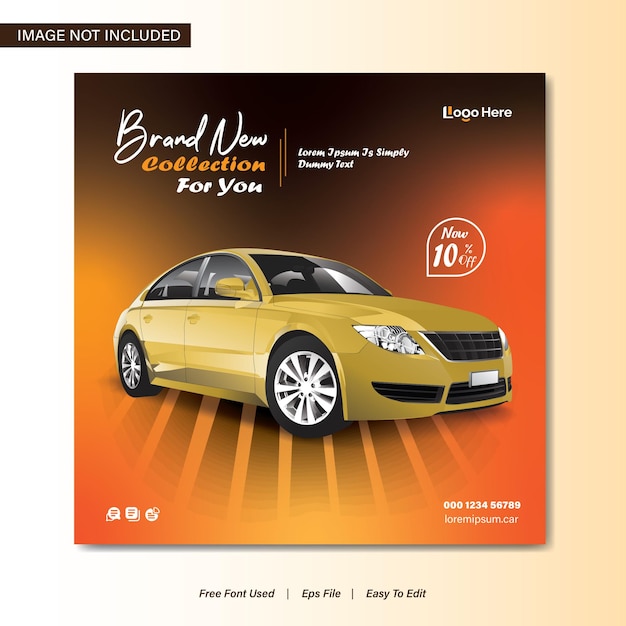 Vektor luxusautoverkauf-social-media-beitrag vorlage für ein banner für die autovermietung, social-media-beiträge für das auto