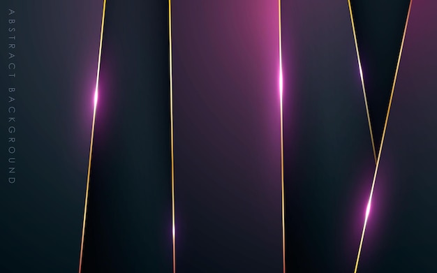 Luxusdimensionshintergrund mit goldener linie und violettem funkelnden licht