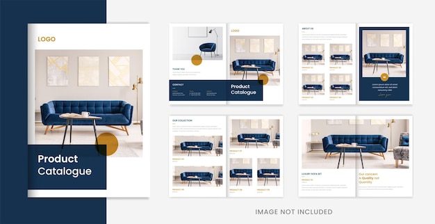 Luxusmöbelproduktkatalog-broschürendesign mit minimalem formvektor
