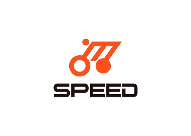 M-logos entwerfen fahrradgeschwindigkeit mit abstraktem menschen