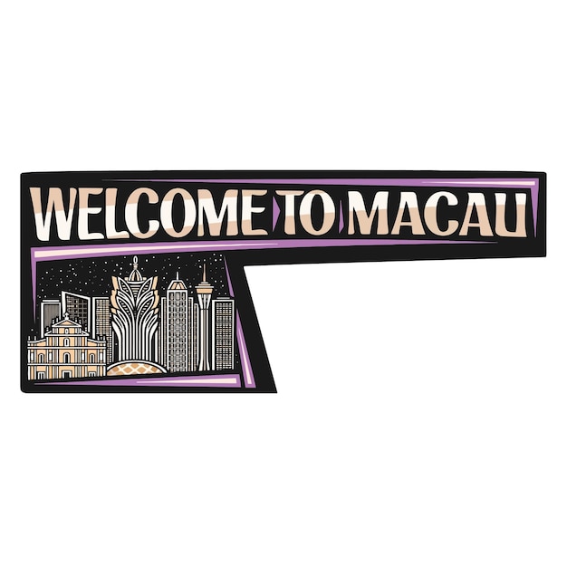 Macau Skyline Wahrzeichen Flagge Aufkleber Emblem Abzeichen Reise Souvenir Illustration