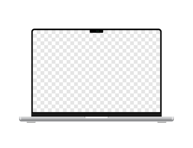 Macbook Pro Laptop mit leerem Bildschirm auf weißem Hintergrund