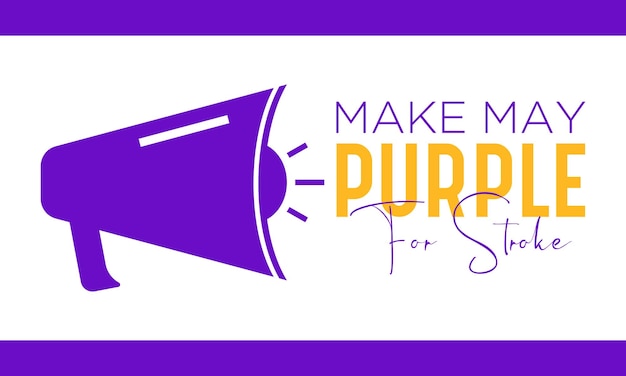 Machen sie mai purple vector banner posterkarte und hintergrund für den jährlichen schlaganfall-bewusstseinsmonat