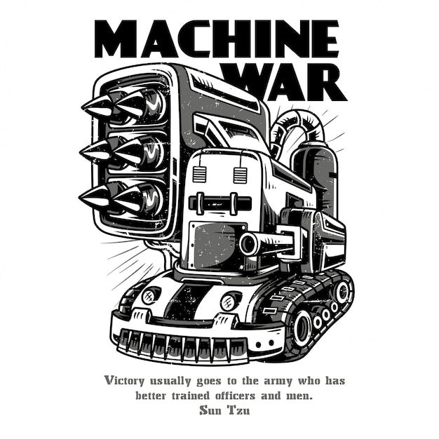 Machine war black and white
