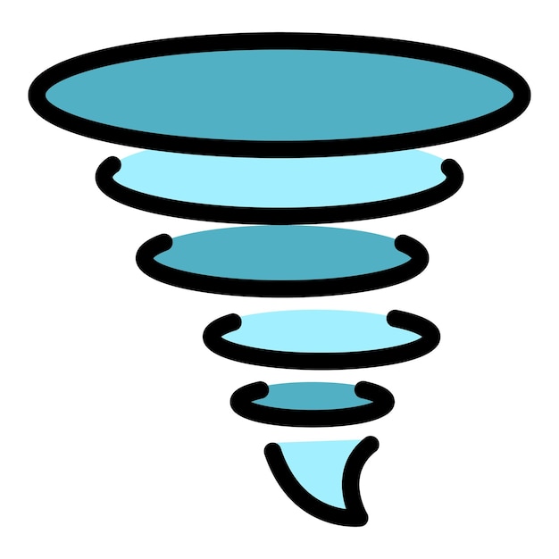 Macht-Tornado-Symbol Umriss-Kraft-Tornadosymbol Vektor Farbe flach isoliert