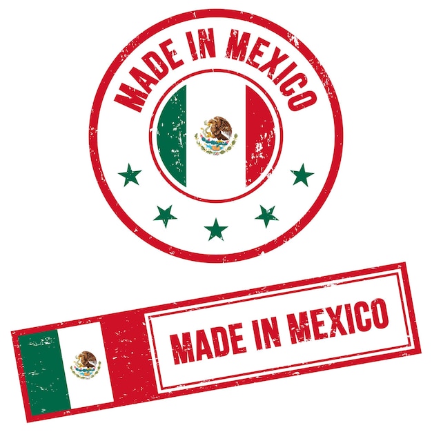 Made in mexico briefmarken im grunge-stil