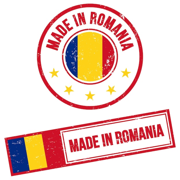 Made in romania briefmarken im grunge-stil