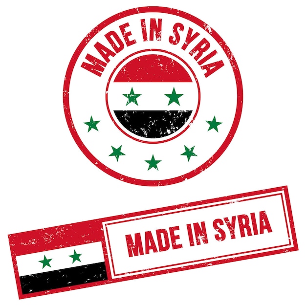 Vektor made in syria briefmarken im grunge-stil