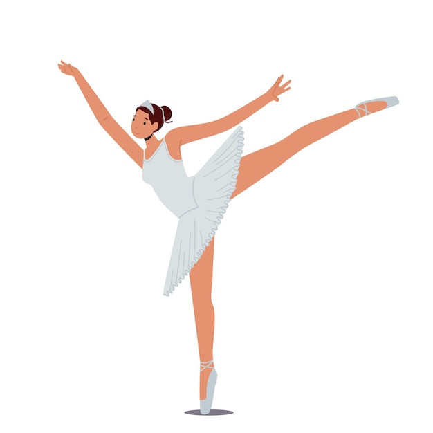 Mädchen ballerina üben tanz isoliert auf weißem hintergrund ausbildung weiblicher charaktere in der ballettschule tänzerin