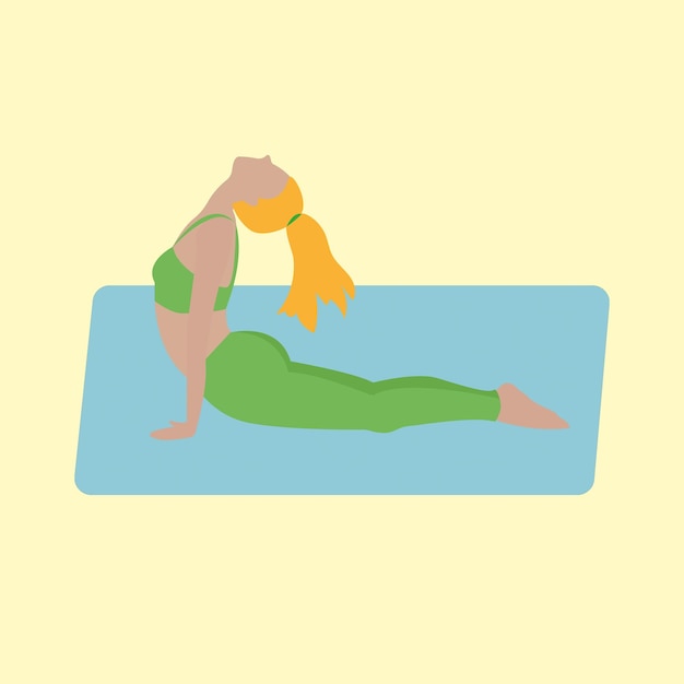 Vektor mädchen beim yoga auf der blauen matte