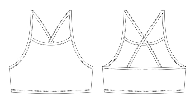 Mädchen Bralette technische Skizze Top-BH für Damen mit Trägern Unterwäsche Design-Vorlage