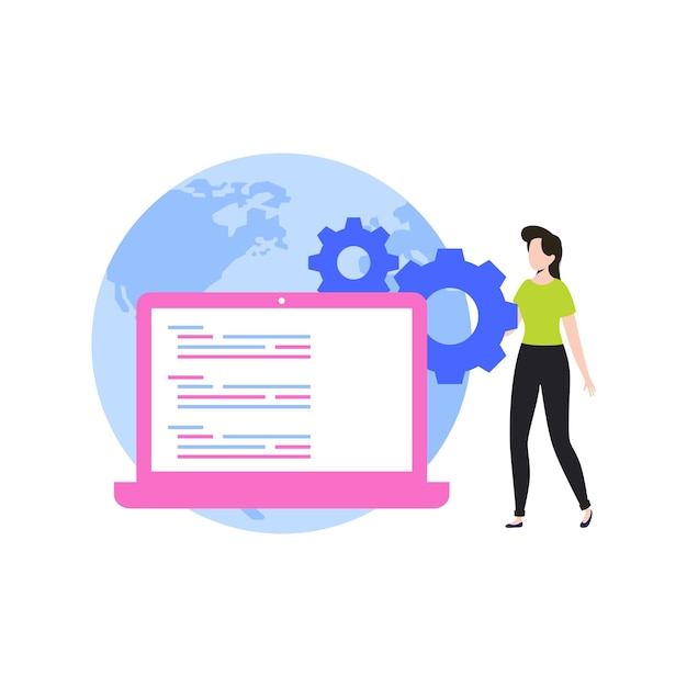 Mädchen, das auf Laptop programmiert
