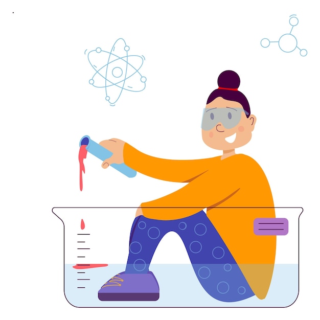 Mädchen, das Experimente an sich selbst durchführt