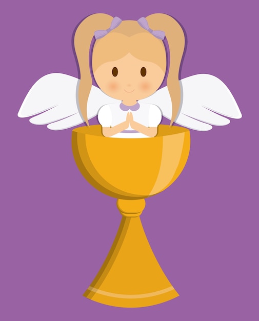 Vektor mädchen engel cartoon tasse symbol