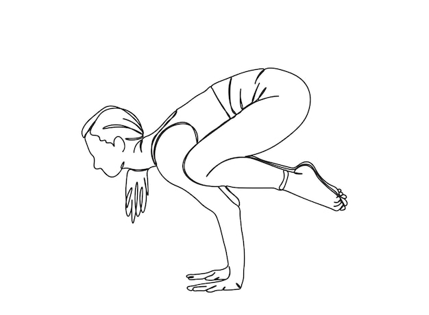 Mädchen fitness, bewegung, yoga einzeilige kunstzeichnung setzt die linienvektorillustration fort