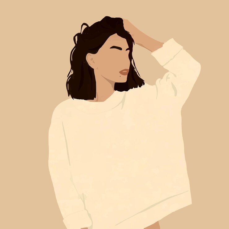 Mädchen in einem kuscheligen, weichen, beigefarbenen Pullover