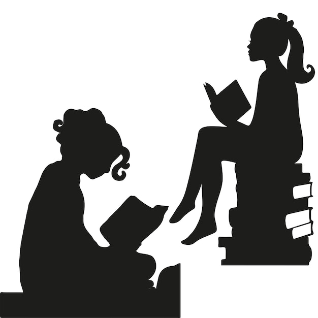 Vektor mädchen lesen silhouette