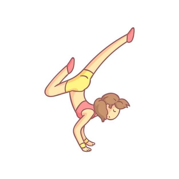 Mädchen macht hardcore-handstand-yoga-pose