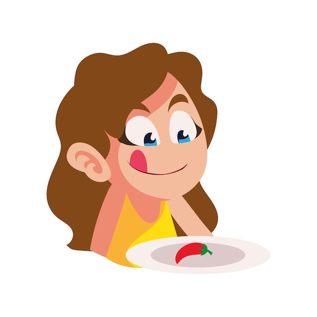 Mädchen mit Chili-Symbol isoliert
