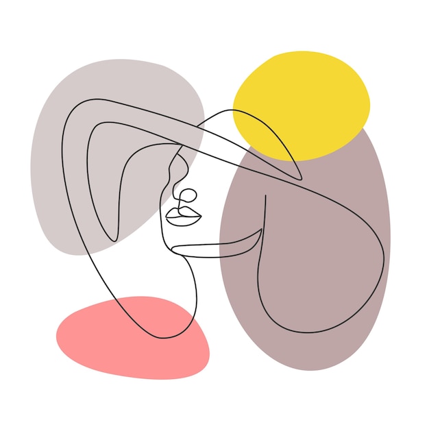Mädchen mit Hut im Linienkunststil