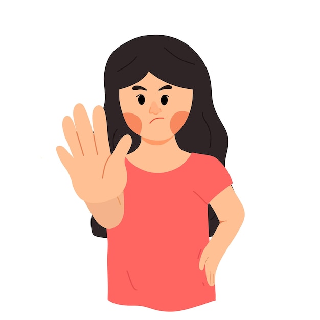 Mädchen mit Stopphandgesten unterzeichnen Illustration
