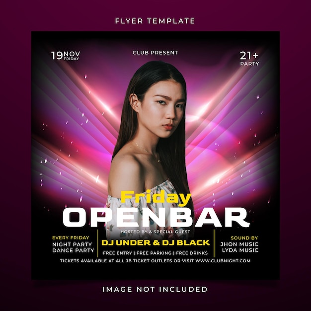 Mädchen-Nachtclub-Flyer-Vorlage