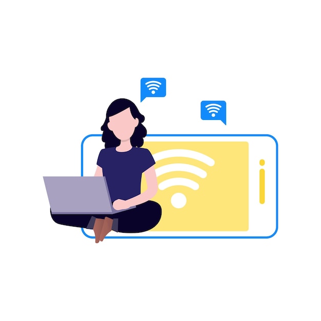 Mädchen nutzt WLAN auf Laptop