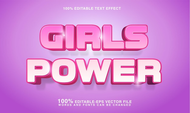 Vektor mädchen-power-text-effekt rosa farbe