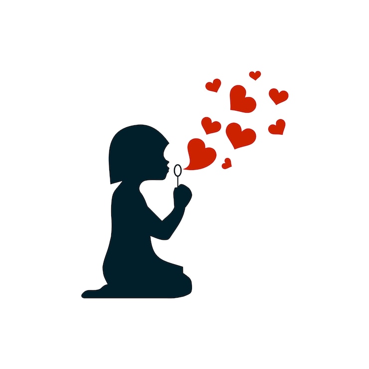 Mädchen Silhouette Liebe Logo Vorlage