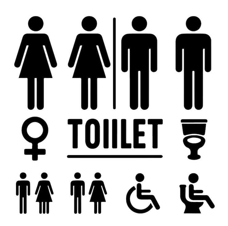 Vektor mädchen- und jungen-toilettenzeichen männer- und frauen-toilettensymbol toiletten-symbolzeichen-vektor