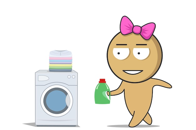 Mädchen, waschmaschine und wäscherei