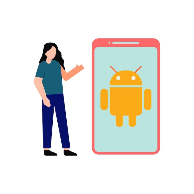Mädchen zeigt ein Android-Telefon-Gerät