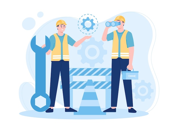 Männer arbeiten als Team Trending-Konzept flache Illustration