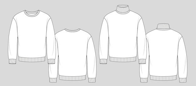 Vektor männer-basissweater-sweater technische modeillustration