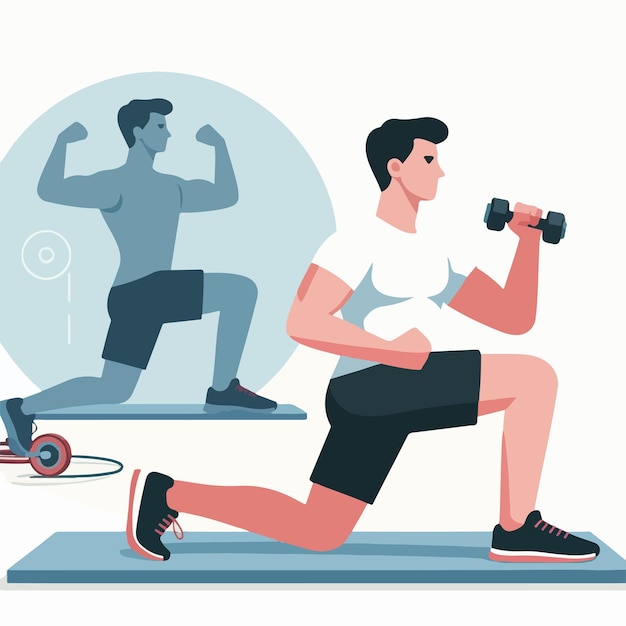 Männer sind im Fitnessstudio mit einem flachen Designstil