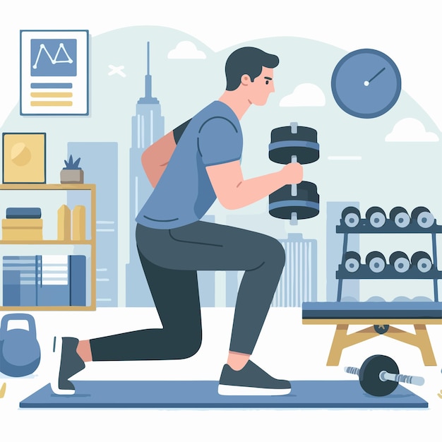 Männer sind im Fitnessstudio mit einem flachen Designstil