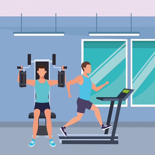 Männer trainieren im Fitnessstudio