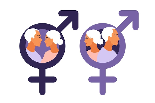 Vektor männer- und frauensymbol. symbol für die gleichstellung der geschlechter. frauen und männer sollten immer gleiche chancen haben. vektor-illustration. eben.