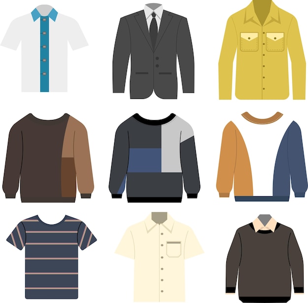 Vektor männer- und jungenhemd-outfit modedesign